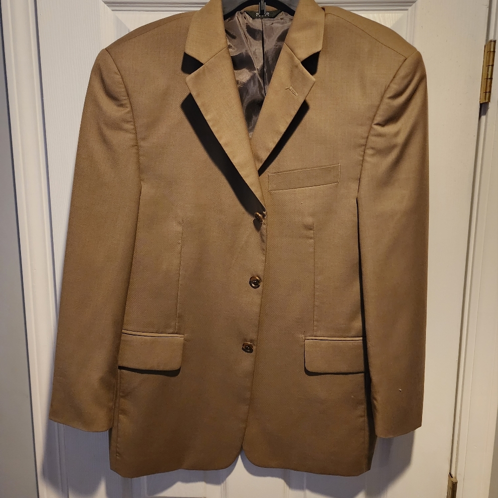Angelo Rossi Tan Sport Coat Blazer Jacket 40S w/ matching dress pants 34 × 35